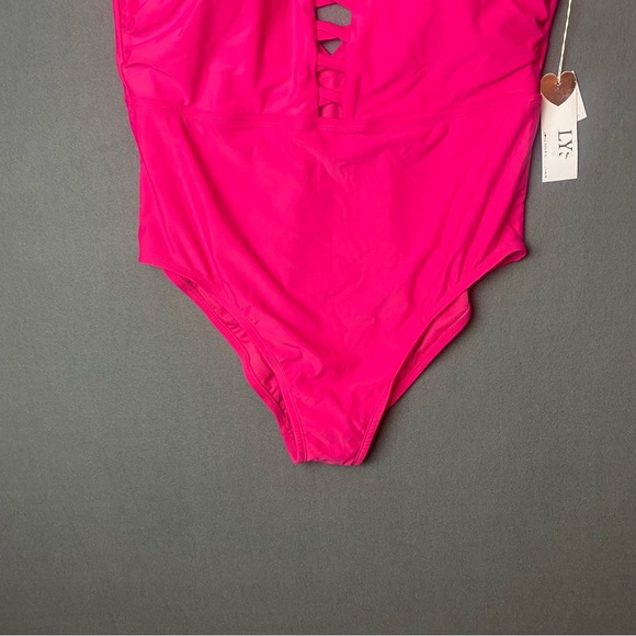 New LYSA PLUS Size Pink Juliana One-Piece lace-up front Swimsuit - Picture 4 of 9